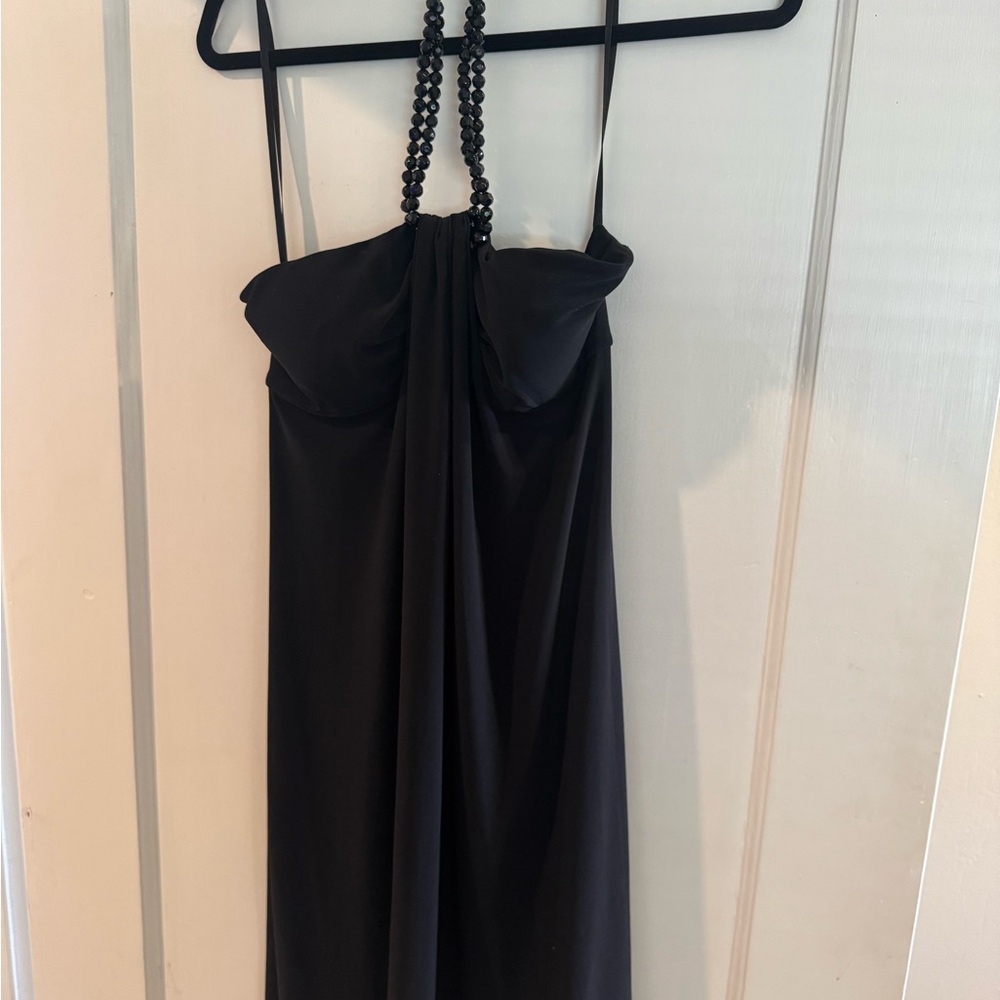 Vintage Ralph Lauren Elegant Black Dress with Beaded Straps